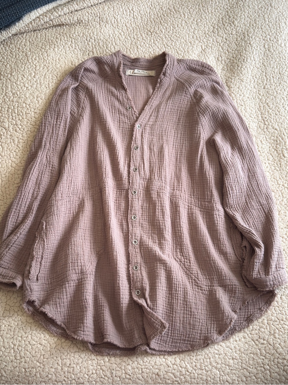 We The Free / free people LIGHT BROWN Button-Front 100% cotton Shirt XS
